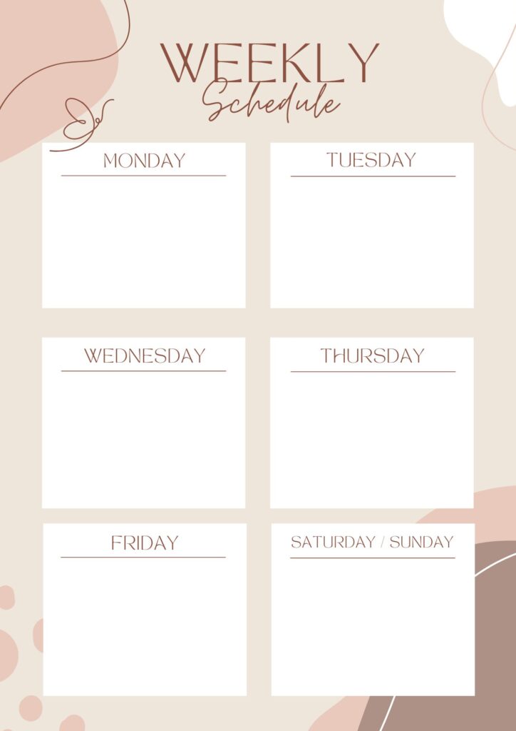 set weekly schedule to do time management